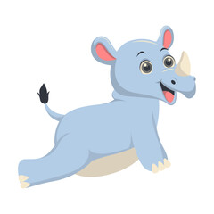 Cute Rhino Cartoon Character. Isolated Vector Illustration.