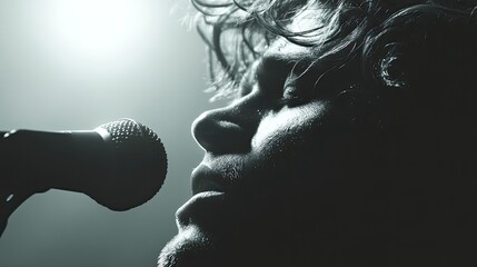 Energetic musician performing live on stage concert venue black and white photography artistic environment