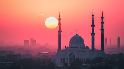 Sunrise over a mosque