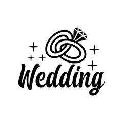 Wedding typography design on plain white transparent isolated background for card, shirt, hoodie, sweatshirt, apparel, tag, mug, icon, poster or badge