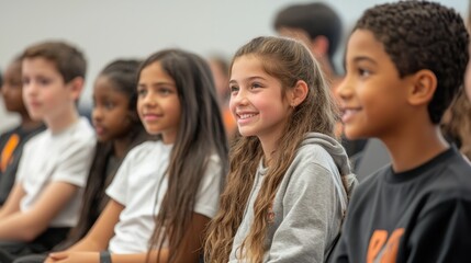 A group of kids participating in a Junior Achievement program