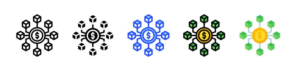 Obraz premium Blockchain Icon Collection With Multiple Styles