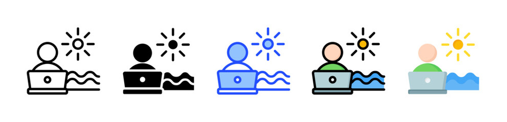 Digital Nomad Icon Collection With Multiple Styles