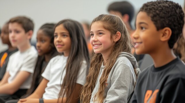 A group of kids participating in a Junior Achievement program