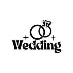 Wedding typography design on plain white transparent isolated background for card, shirt, hoodie, sweatshirt, apparel, tag, mug, icon, poster or badge