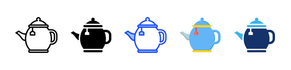 Tea Kettle Icon Collection With Multiple Styles