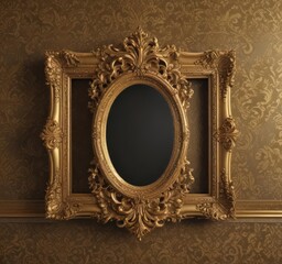 Ornate gold frames on rich damask  Retro elegance ,  texture,  filigree,  design element