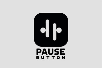 Black and white minimal pause button logo design for website and mobile applications
