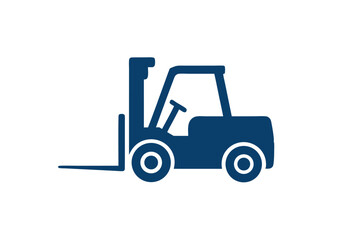Naklejka premium A simple dark blue silhouette illustration of a forklift construction machinery equipment