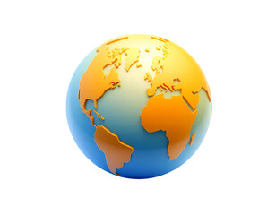 Fototapeta premium 3D Globe of Earth with continents highlighted in orange