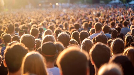 Obraz premium A large crowd enjoying live jazz music at an outdoor festival
