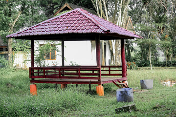 red gazebo on sumatera zoo park