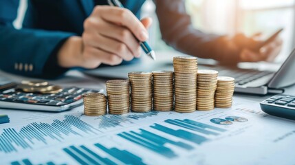 Investment manager meeting with clients to discuss portfolio strategies.