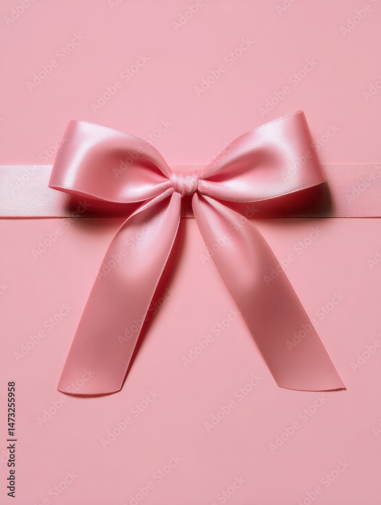Poster Elegant Minimal Abstract Bow Ribbon Set Against a Soft Pink Background in a Clean and Modern Style