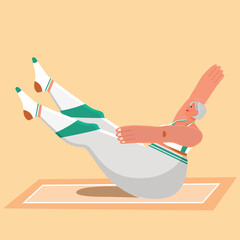 Body fat woman doing boat pose