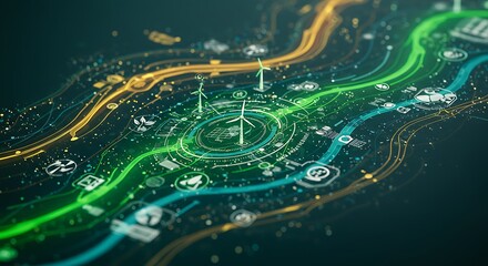 Green energy technology and renewable resources innovation for sustainable future concept design