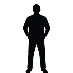 Realistic Photo of Man Standing with Hands in Pockets – Back View, Casual Urban Style, Soft Lighting, Blurred Background

