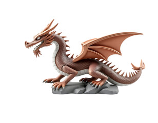 Brown Dragon Statue on Stone Base