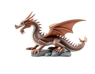 Brown Dragon Statue on Stone Base