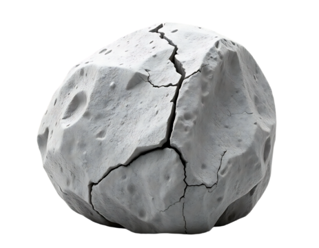 Cracked Asteroid with Impact Craters
