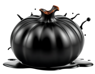 Black Pumpkin Splatter with Liquid and Glossy Effects