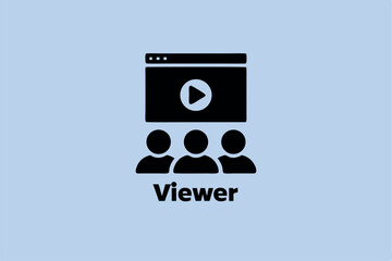 Group of viewers watching online video streaming conceptual illustration on a light blue background