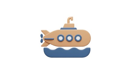 Obraz premium Cartoon Submarine on Water