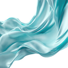 Fototapeta premium Abstract flowing light blue silk fabric waves elegant design background on transparent background