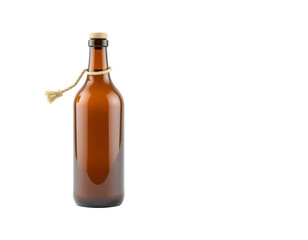 Amber Glass Bottle with Cord on Transparent Background
