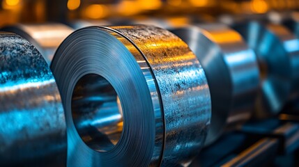 Rolled metal sheets in a factory