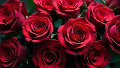 Obraz premium A stunning bouquet of deep red roses, lush and vibrant , wedding, anniversary, love