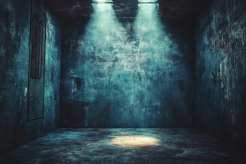 Obraz premium high quality visual of grunge style room interior with spotlight shining down