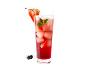 Refreshing Strawberry Cocktail with Ice and Berries