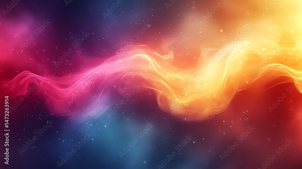 Wall mural abstract nebula background with colorful smoke and twinkling stars for science and space concepts