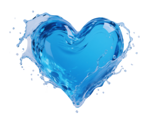 Blue Water Heart Splash Abstract Background