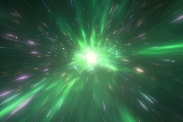 Fototapeta premium Hypersonic green cosmic flight through nebula