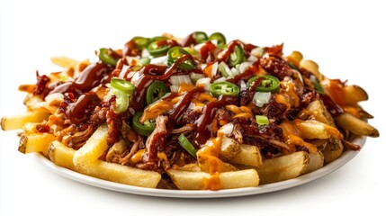 Tantalizing Array of Loaded Fries Featuring Pulled Meat and Toppings