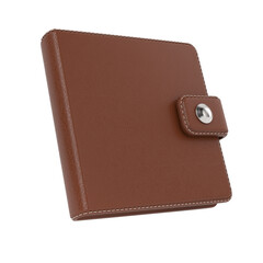 Leather brown wallet on white background. Isolated 3D illustration