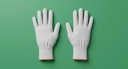Obraz premium Pair of white gardening gloves ideal for gardening, outdoor work, and landscaping activities, emphasizing cleanliness and protection.