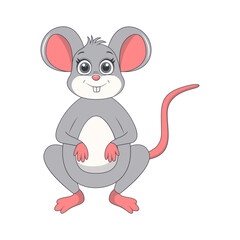 Cute Mouse Character Isolated on White Background. Vector Illustration in Cartoon Style.