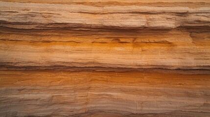Obraz premium Layered sandstone rock formation with rich earthy tones and textured horizontal lines.
