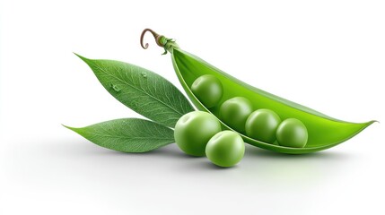 Realistic Peas on Plan white Background