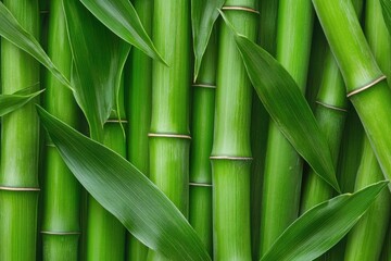 Obraz premium A detailed macro shot of bamboo tree leaves, close focus and rich natural lighting