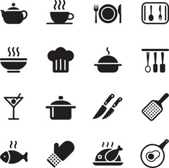 “Kitchen & Food Icon Bundle | Cooking SVG, Utensil Clipart, Flat Kitchen Vectors for Logos, Menus & Crafts”