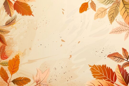 vector autumn leaves beige background vector