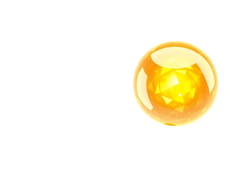 Glowing 3D rendered orb with a faceted interior.