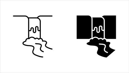 Waterfall icon set. Nature and mountain. Landscape, vector illustration on white background