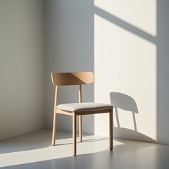 Minimalist chair near wall with shadow