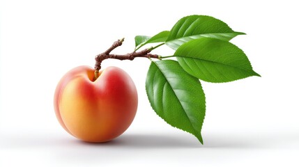 Realistic Peach Fruit on Plan white Background