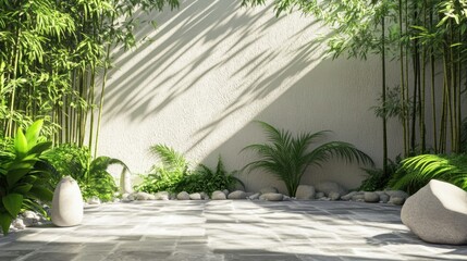 Fototapeta premium A fresh bamboo garden with dense green leaves, capturing serenity and balance